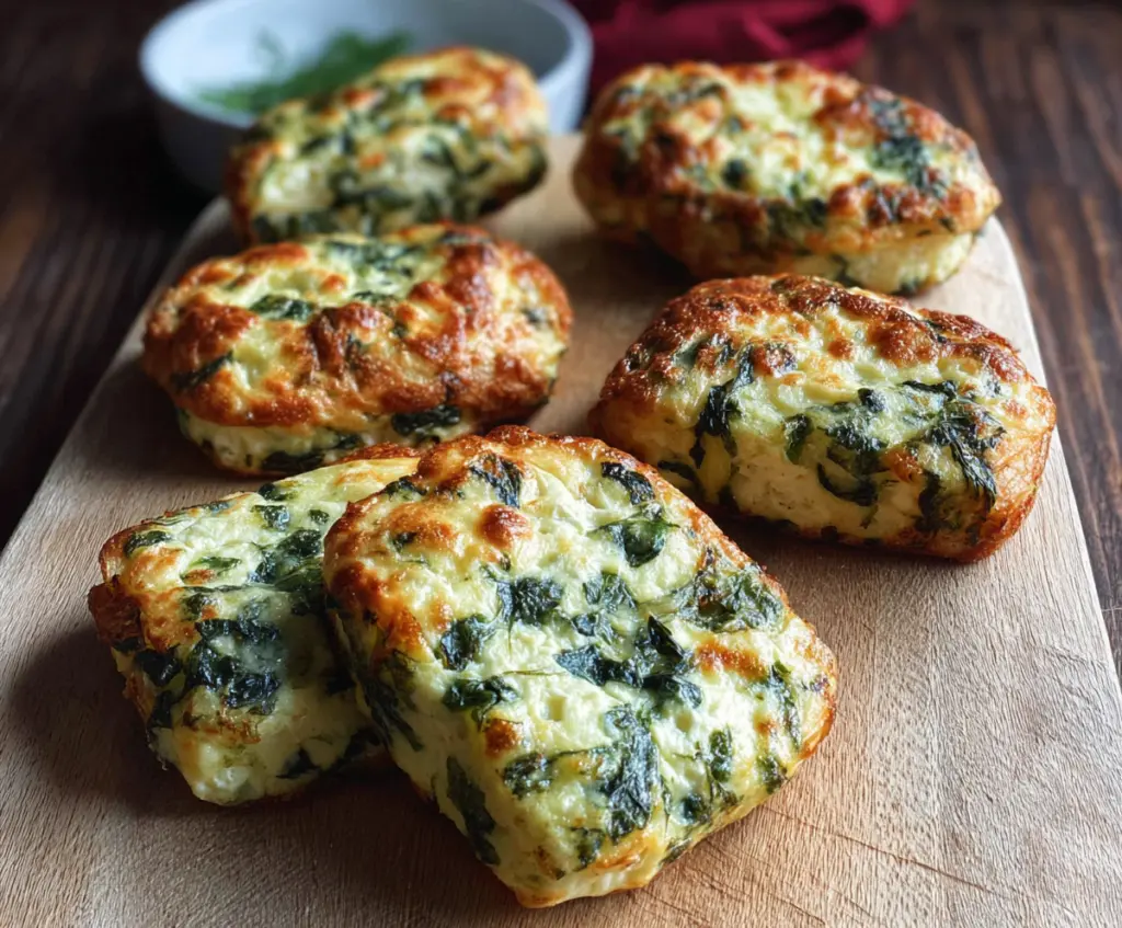 Delicious spinach and cottage cheese flagels, perfect for a healthy snack.