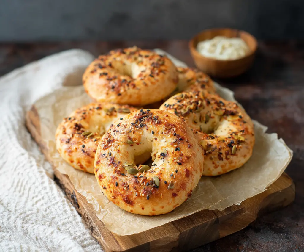 Delicious homemade Greek Yogurt Bagels with three simple ingredients ready to enjoy.