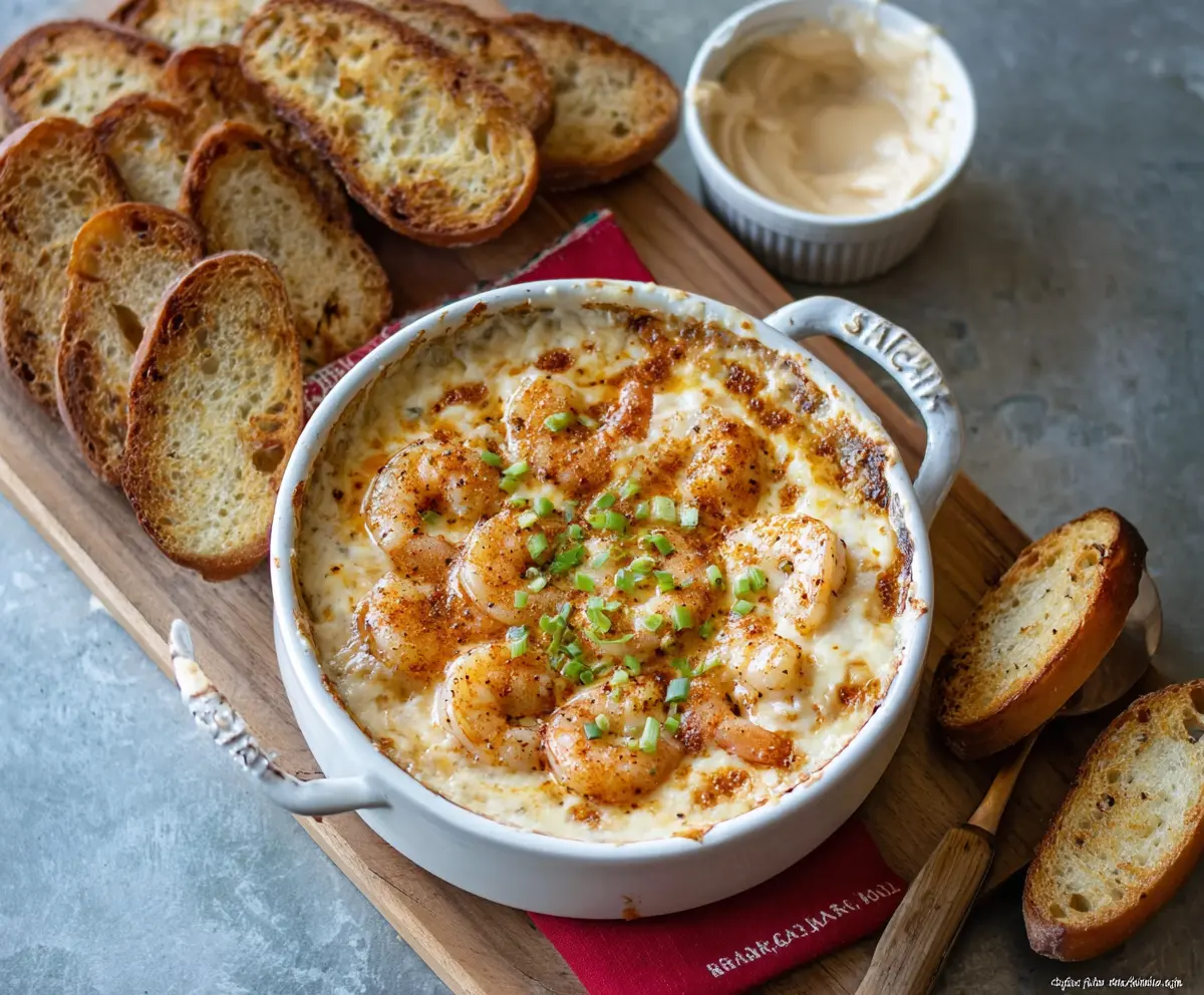 Creamy Cajun Shrimp Dip served with fresh crackers, flavorful and spicy seafood appetizer.