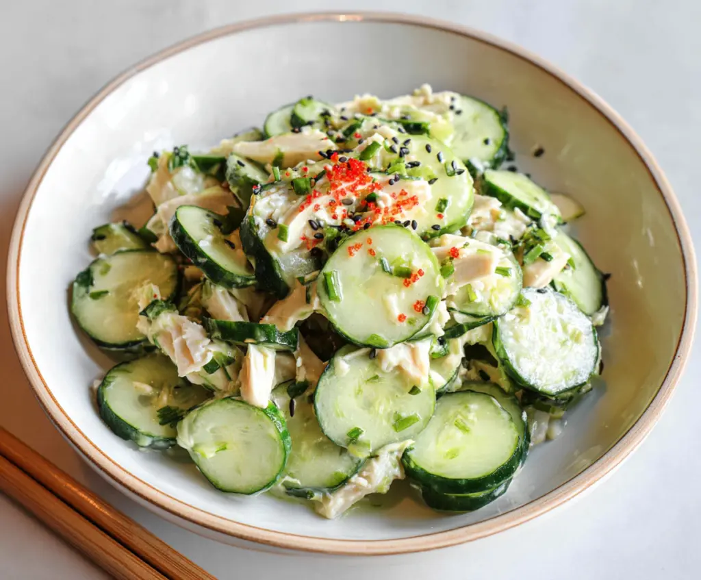 Fresh California Roll Cucumber Salad with colorful ingredients and presentation