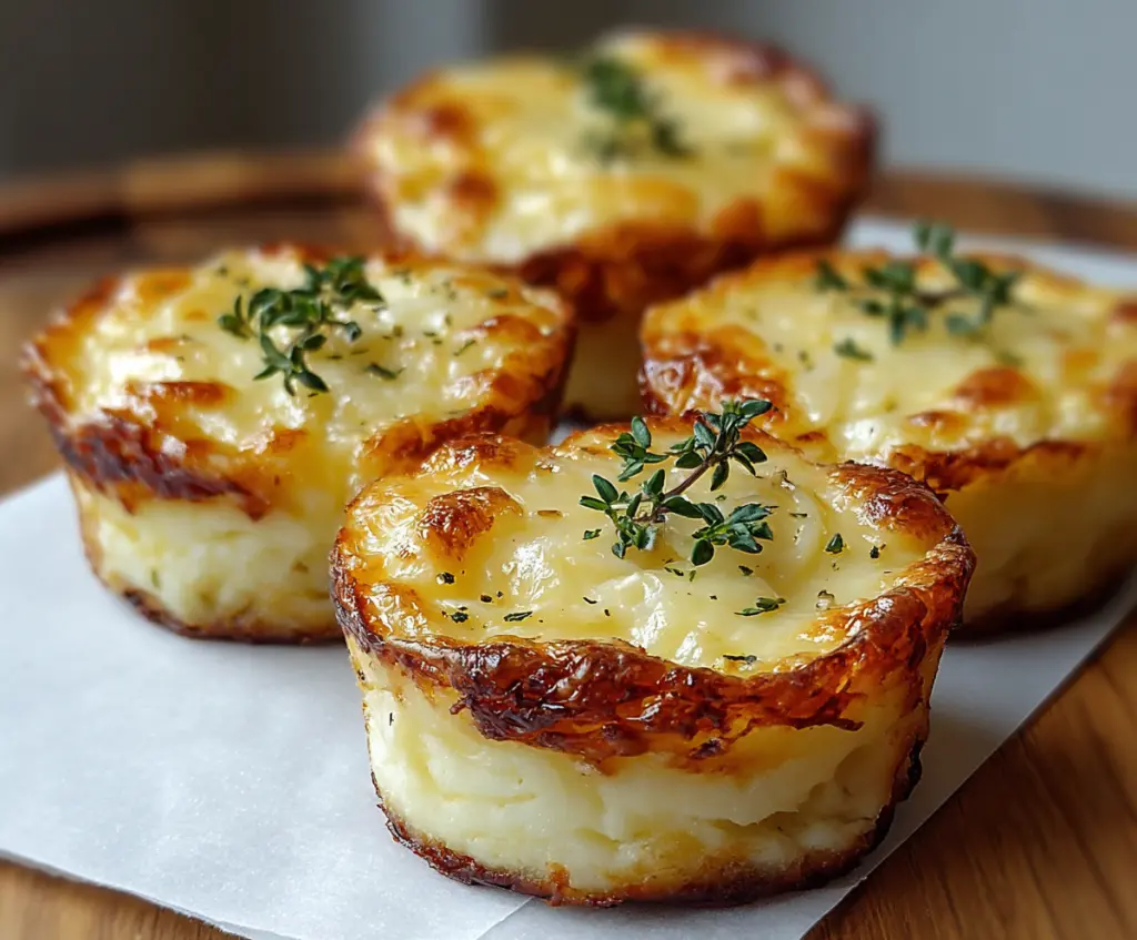 Cheesy mashed potato puffs served hot on a plate, golden and fluffy with melted cheese topping.