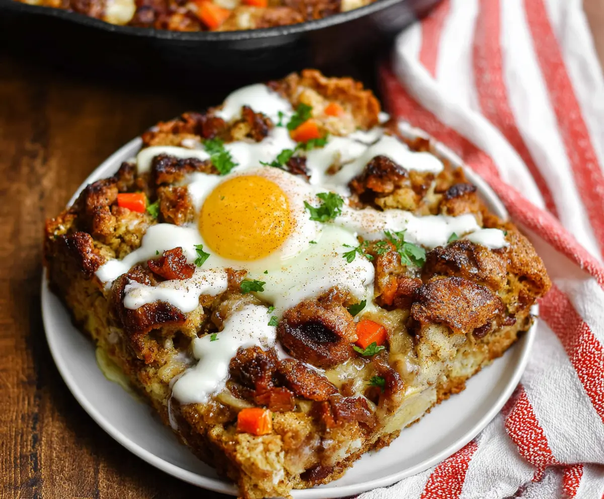 Delicious Easter Breakfast Bake with eggs, cheese, and vegetables in a baked dish ready for holiday morning.