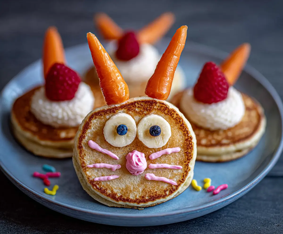 Delicious Easter Bunny Pancake Bites with festive decoration for Easter breakfast