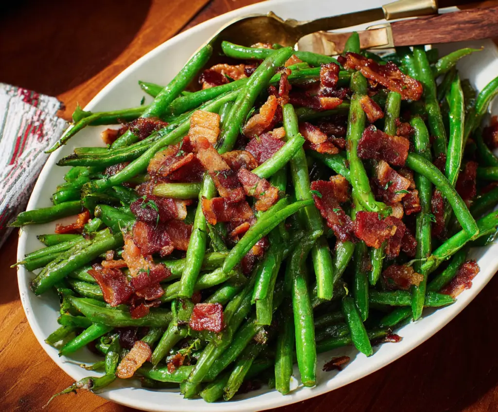 Delicious green beans with crispy bacon, a flavorful side dish for any meal