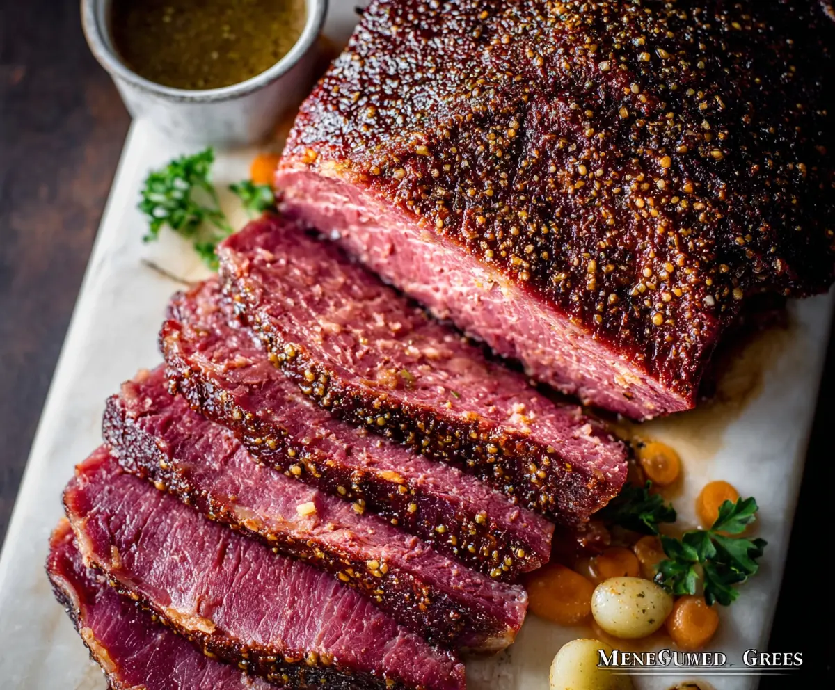 Delicious Guinness Braised Corned Beef with tender meat and flavorful sauce