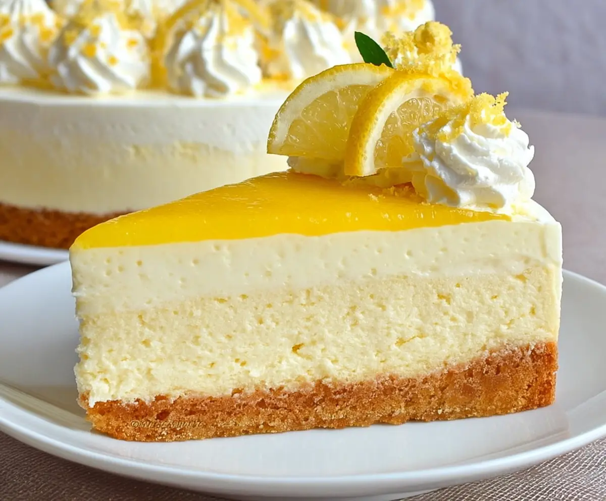 Delicious Lemon Mousse Cake with a light, fluffy texture and zesty lemon flavor