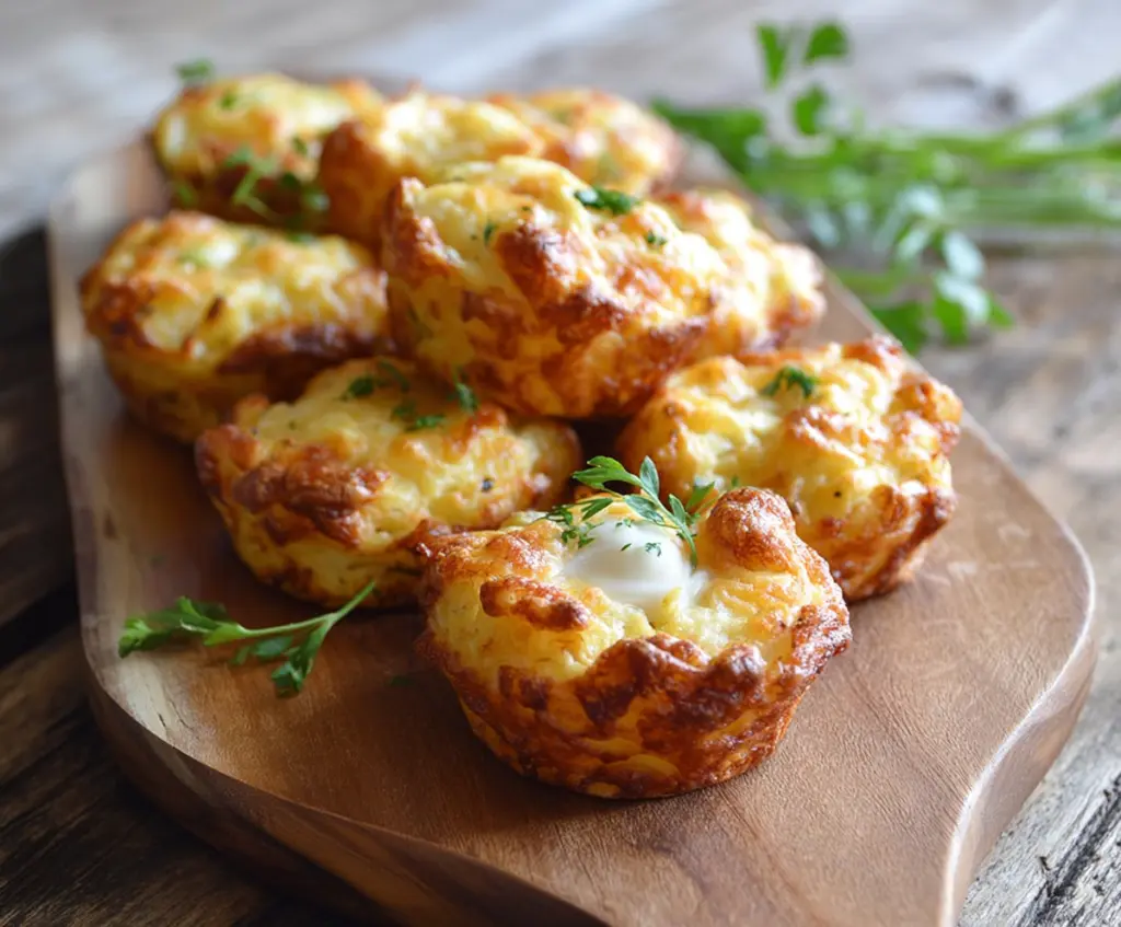 Delicious mashed potato cheese puffs with a golden crispy exterior and cheesy center, perfect as a snack or appetizer.