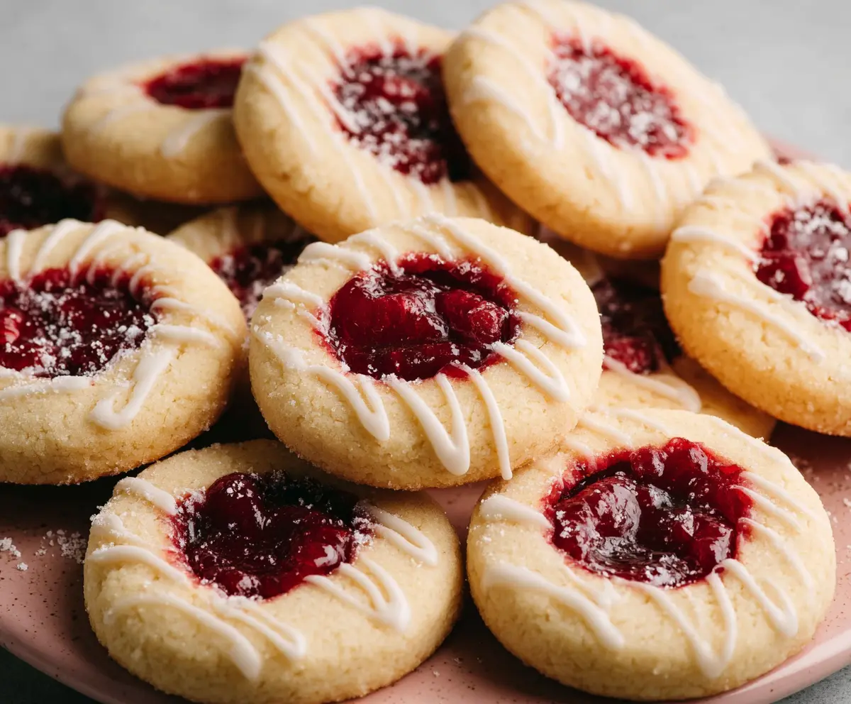 Delicious raspberry shortbread cookies with fresh berries and buttery texture.