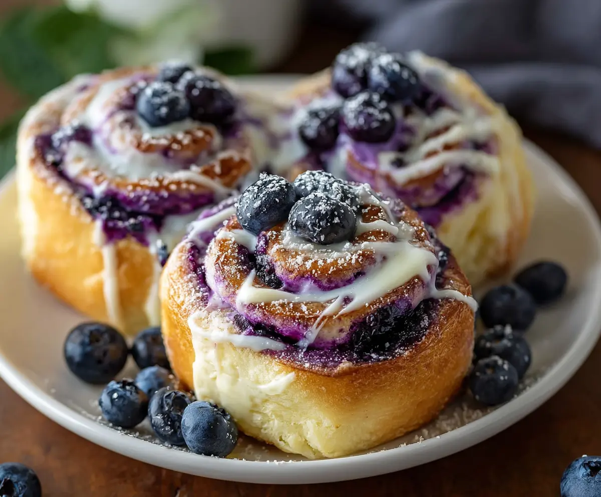Delicious blueberry cheesecake rolls with creamy filling and fresh blueberries