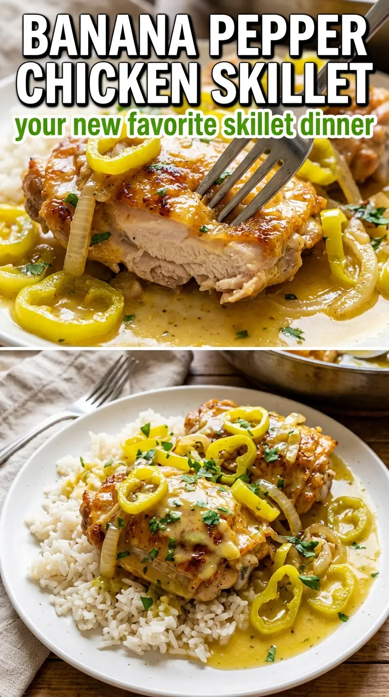 Banana Pepper Chicken Skillet tangy creamy skillet