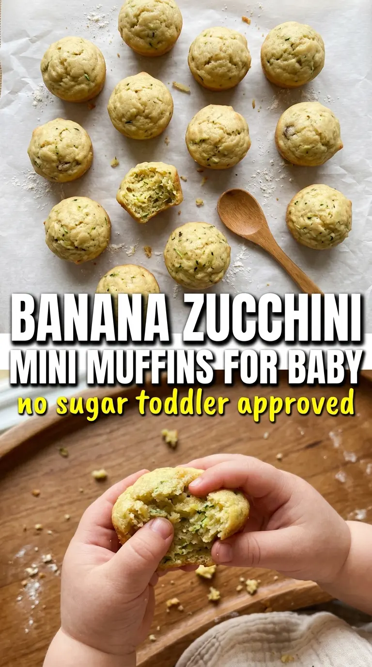 Banana Zucchini Mini Muffins for Baby Led Weaning soft crumb