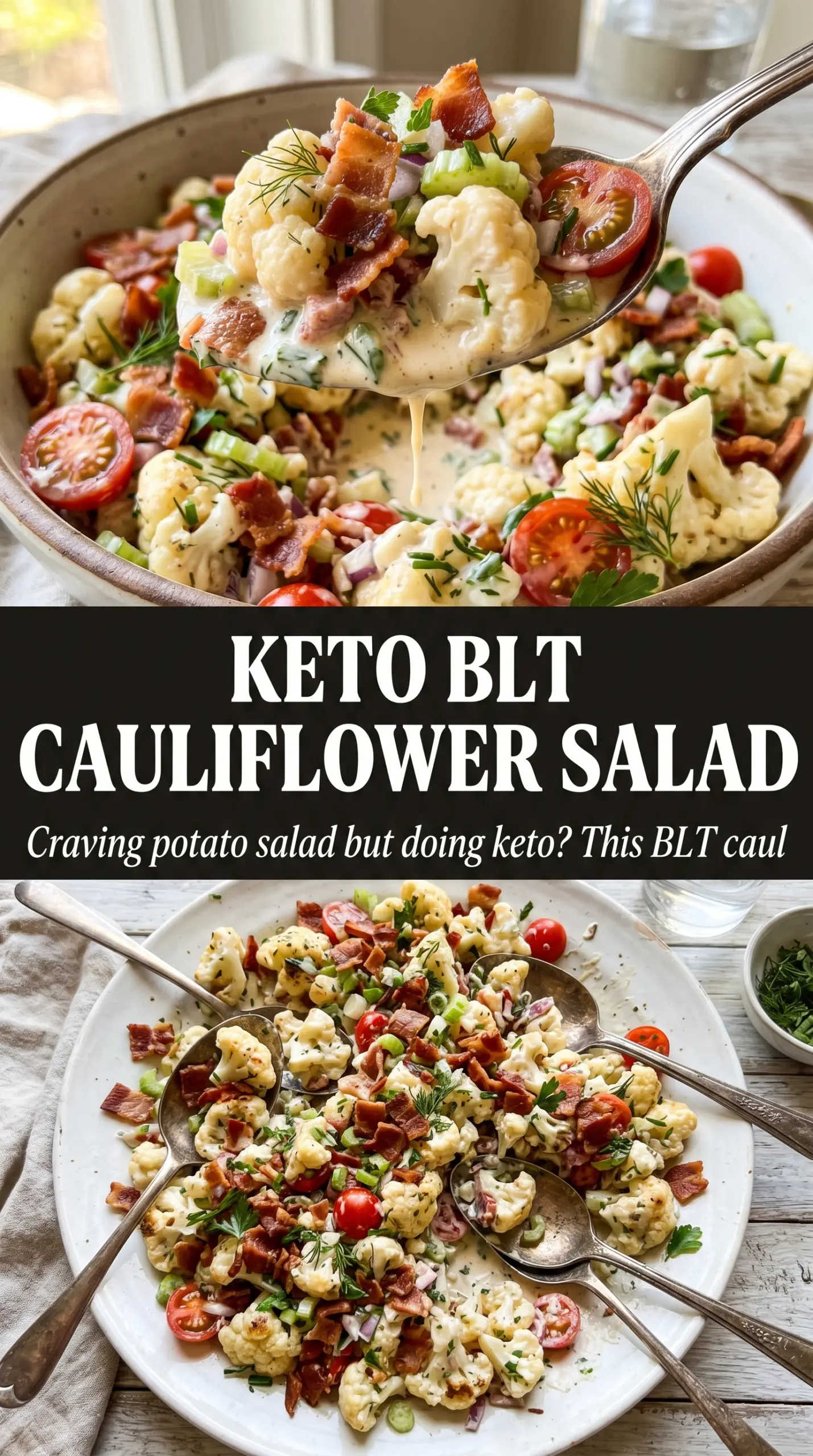 BLT Cauliflower Salad roasted bacon creamy