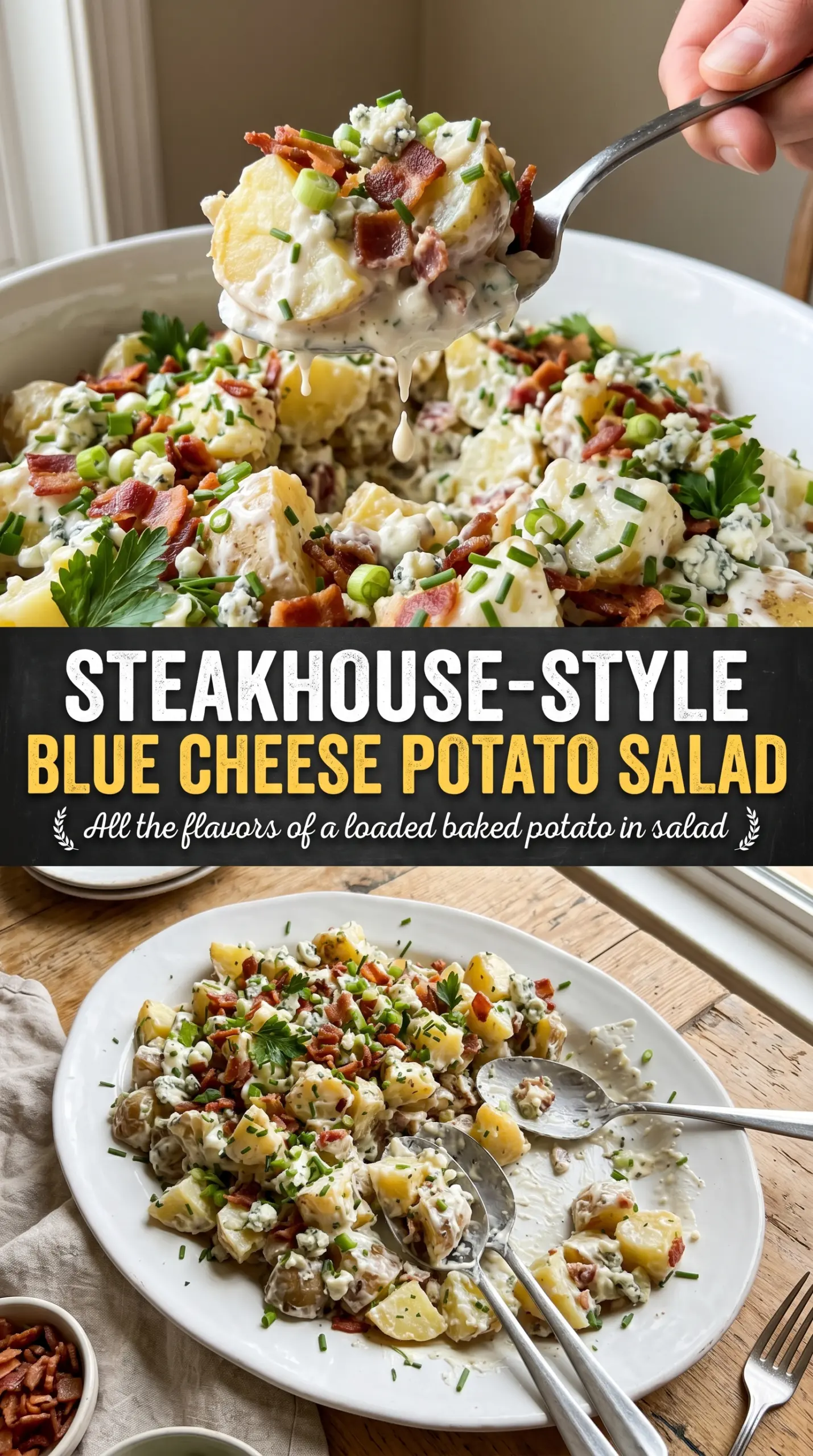 Blue cheese and bacon potato salad creamy tangy hearty