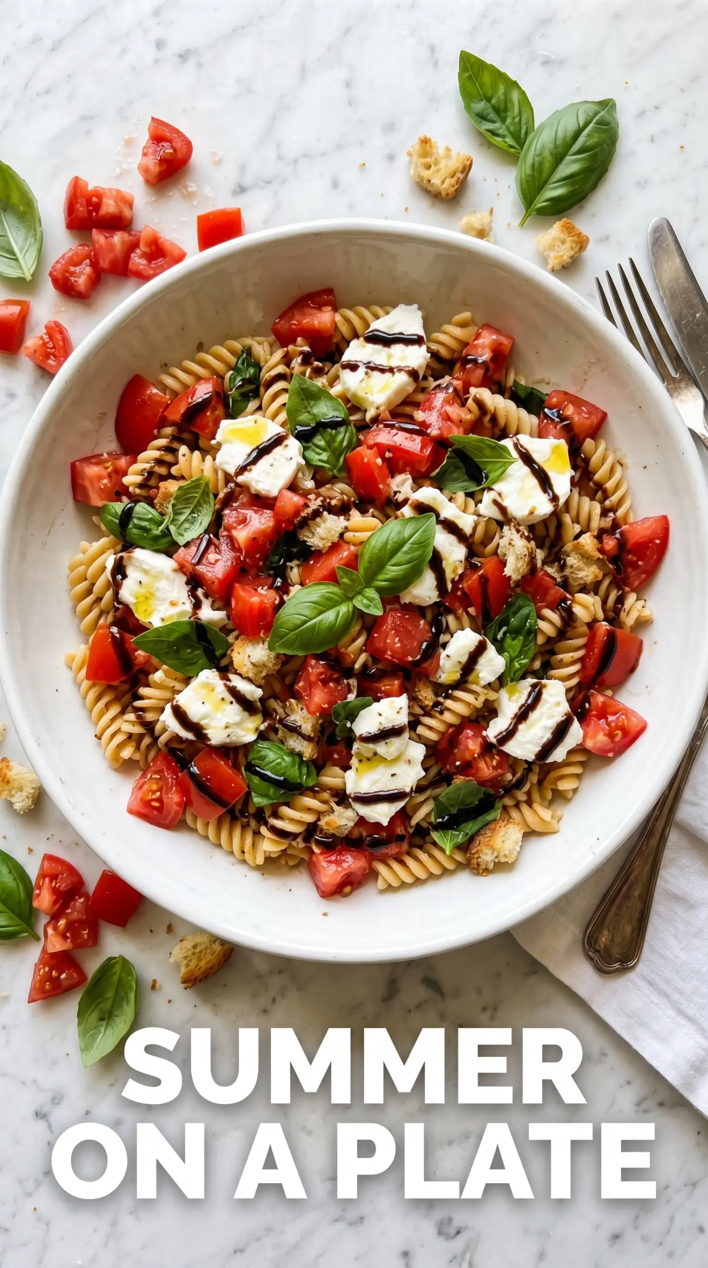 Bruschetta pasta salad fresh tomato basil