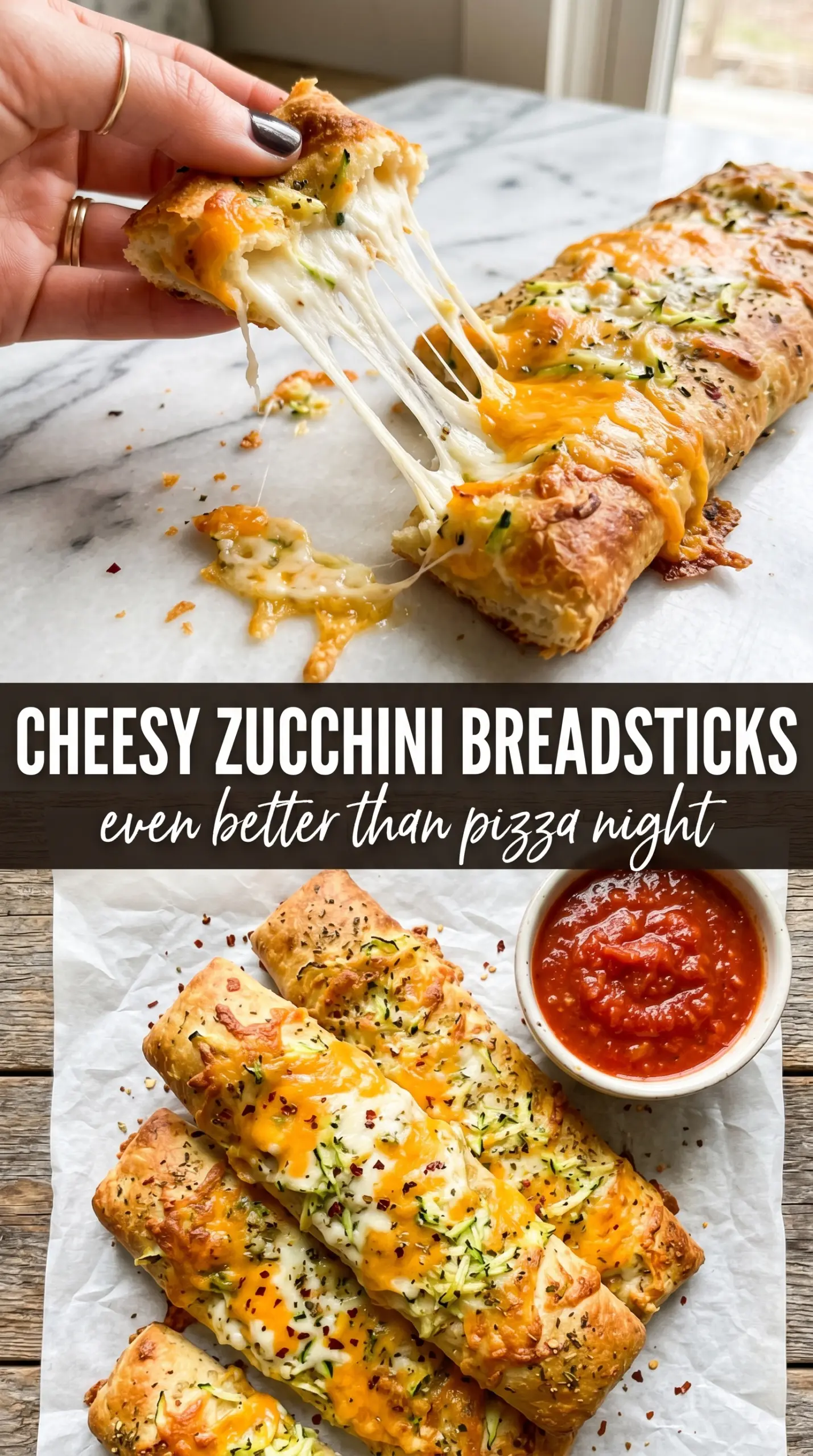 Cheesy Zucchini Breadsticks golden cheesy stretchy