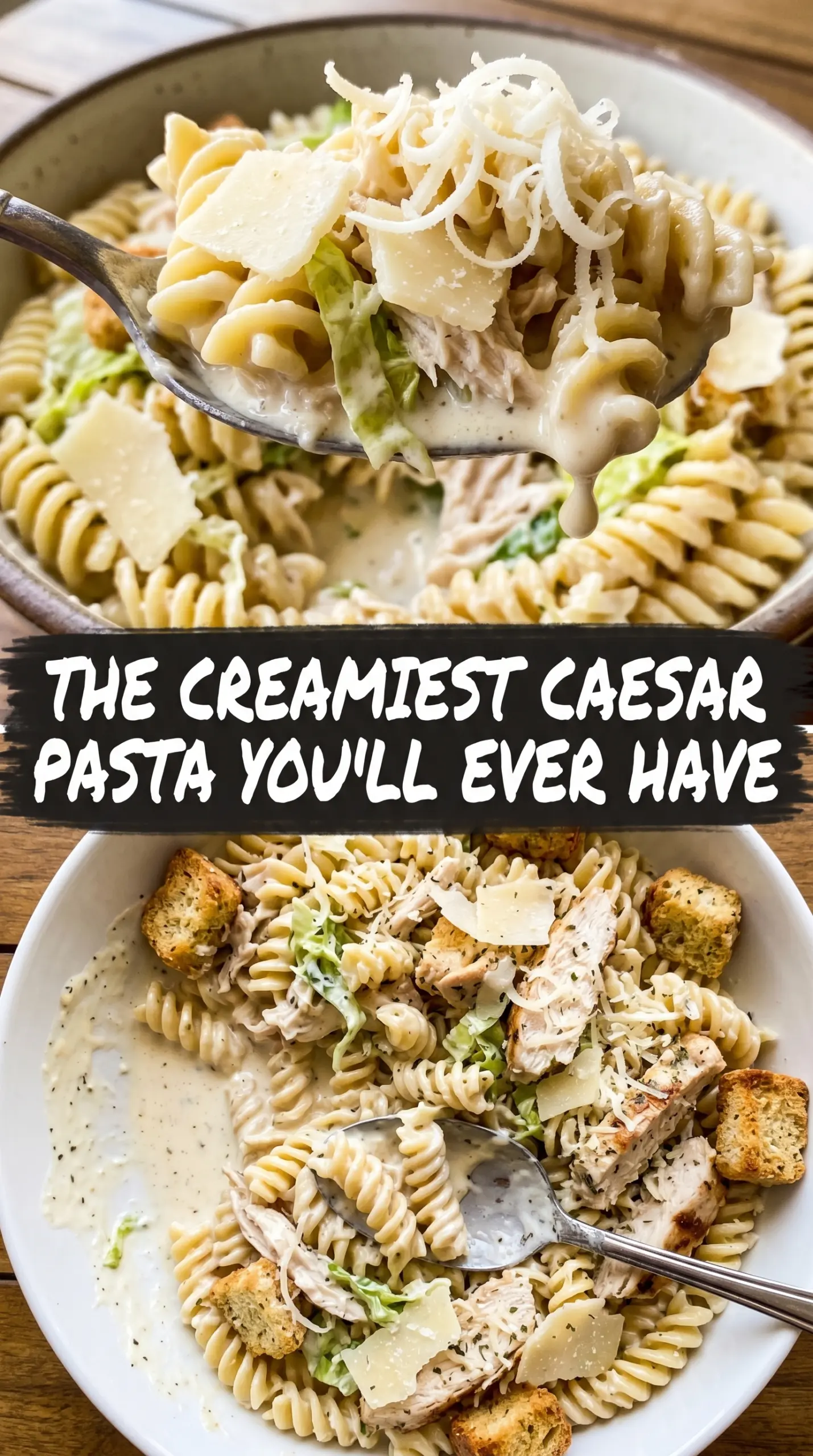 Chicken Caesar Pasta Salad creamy crisp