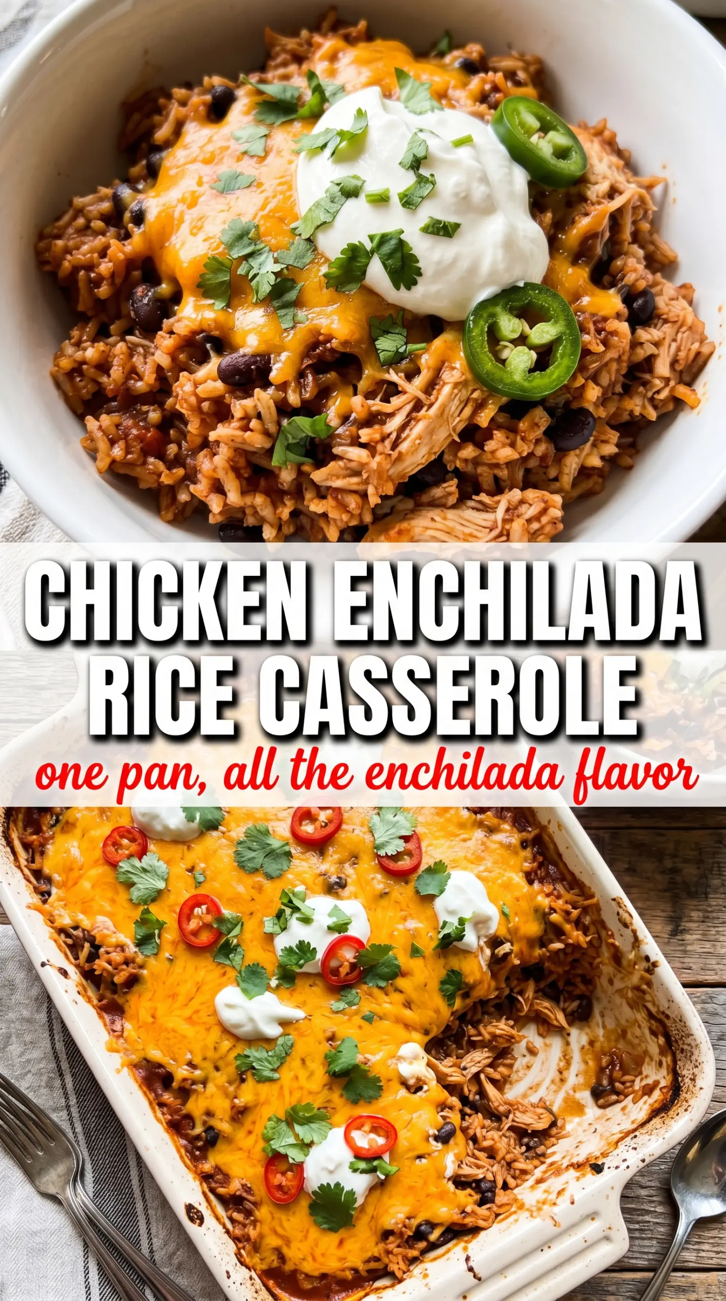 Chicken Enchilada Rice Casserole cheesy Tex-Mex bake