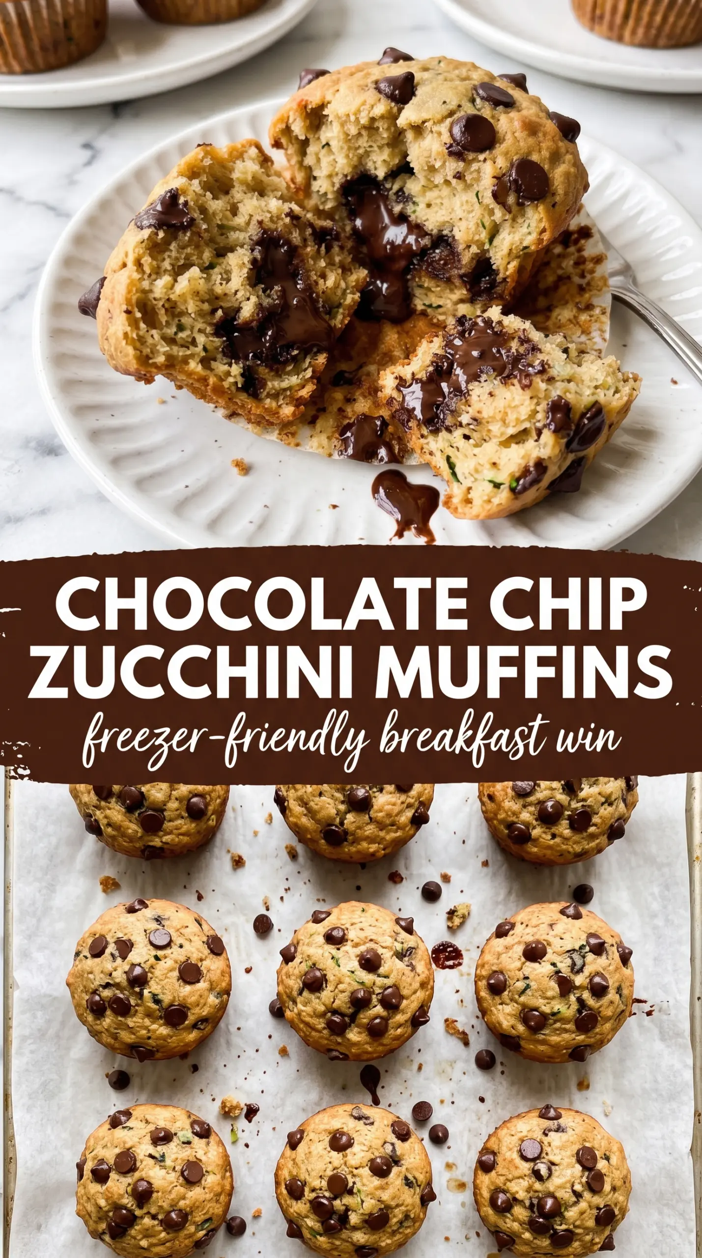 Chocolate Chip Zucchini Muffins moist chocolatey breakfast muffins