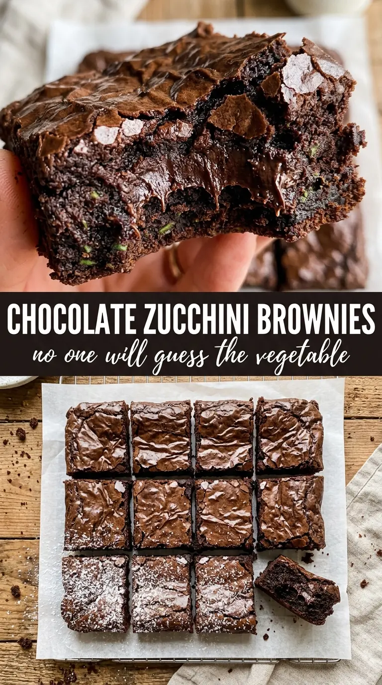 Chocolate Zucchini Brownies fudgy, shiny, hidden-veggie