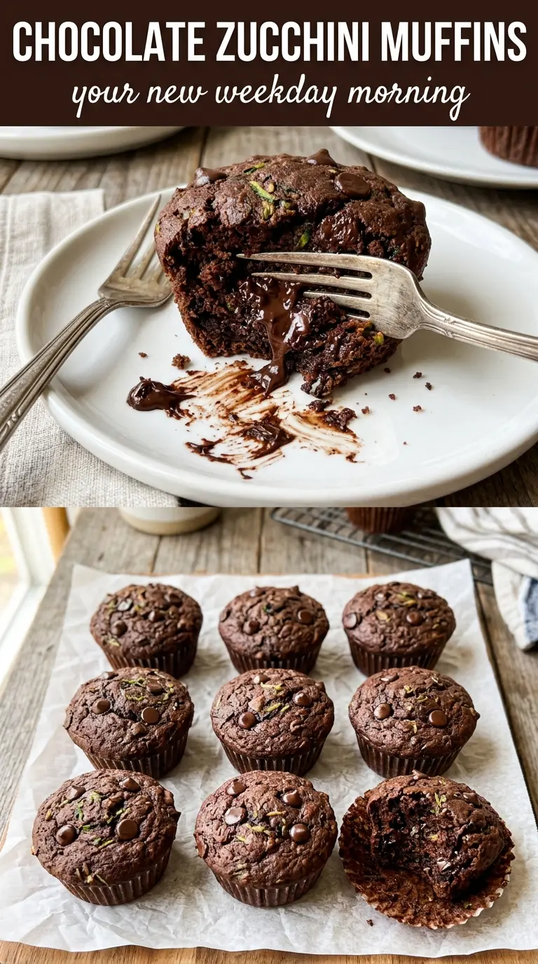 Chocolate Zucchini Muffins fudgy chocolate cracked-top