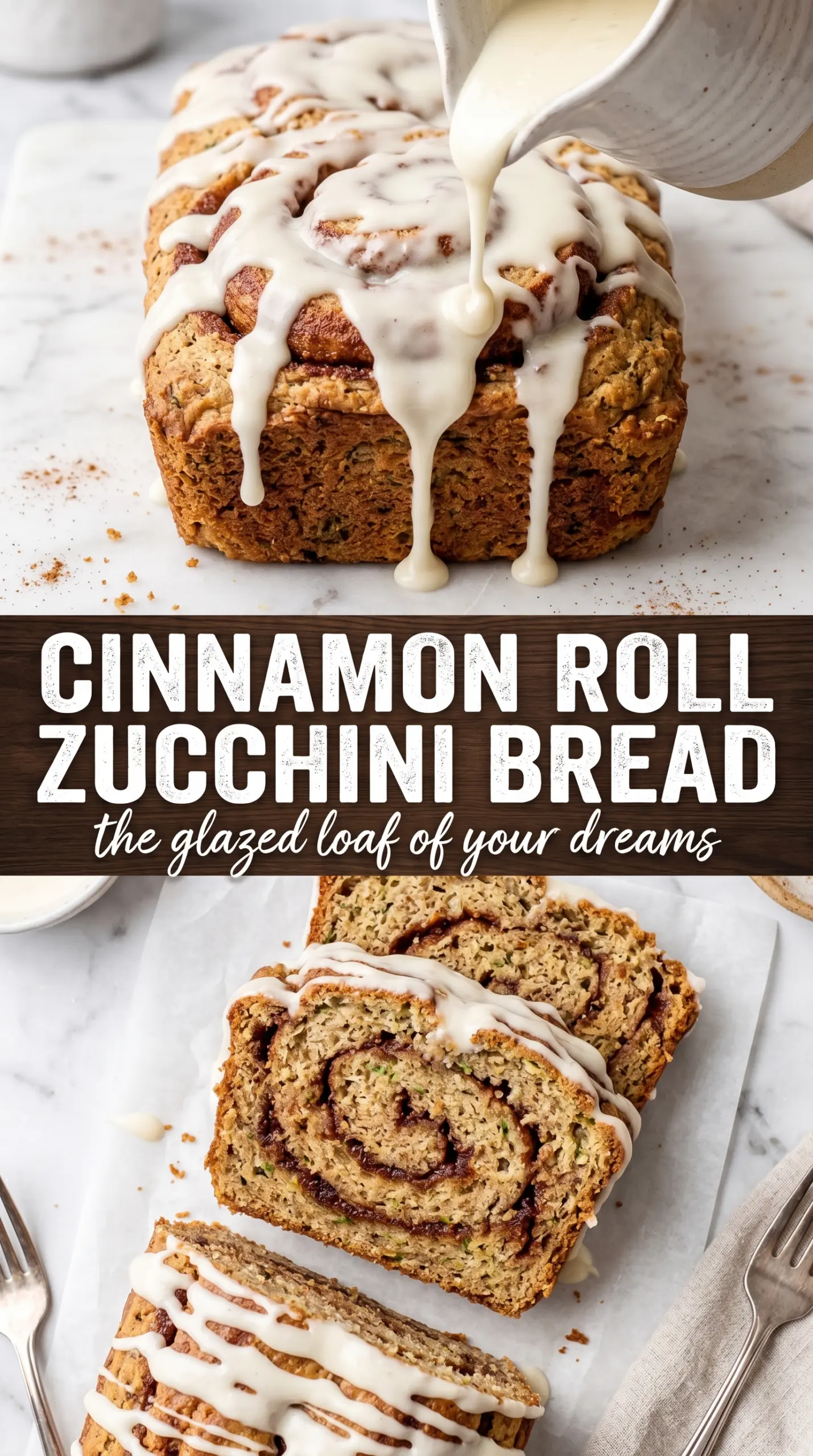 Cinnamon Roll Zucchini Bread soft swirl cream cheese