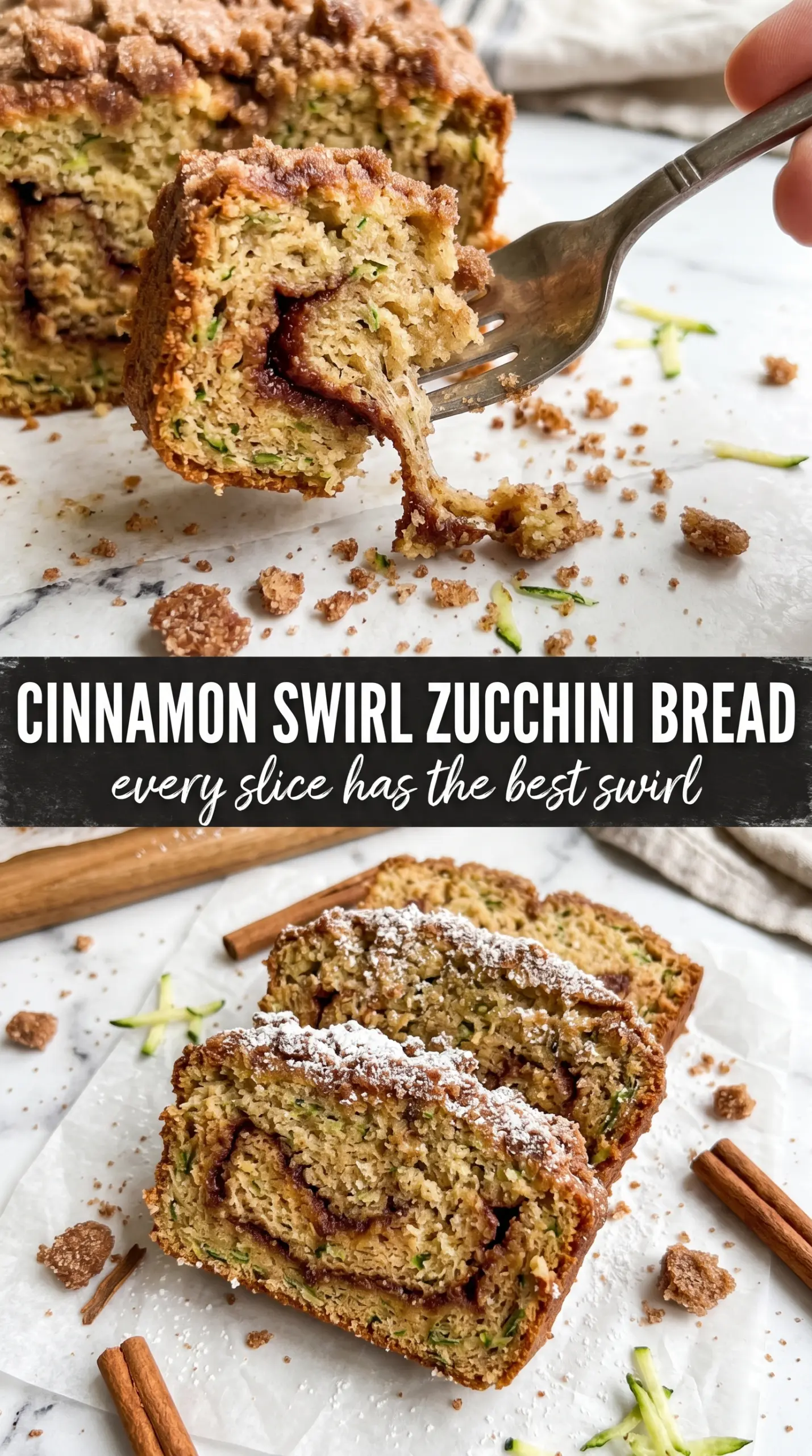 Cinnamon Swirl Zucchini Bread tender swirled loaf
