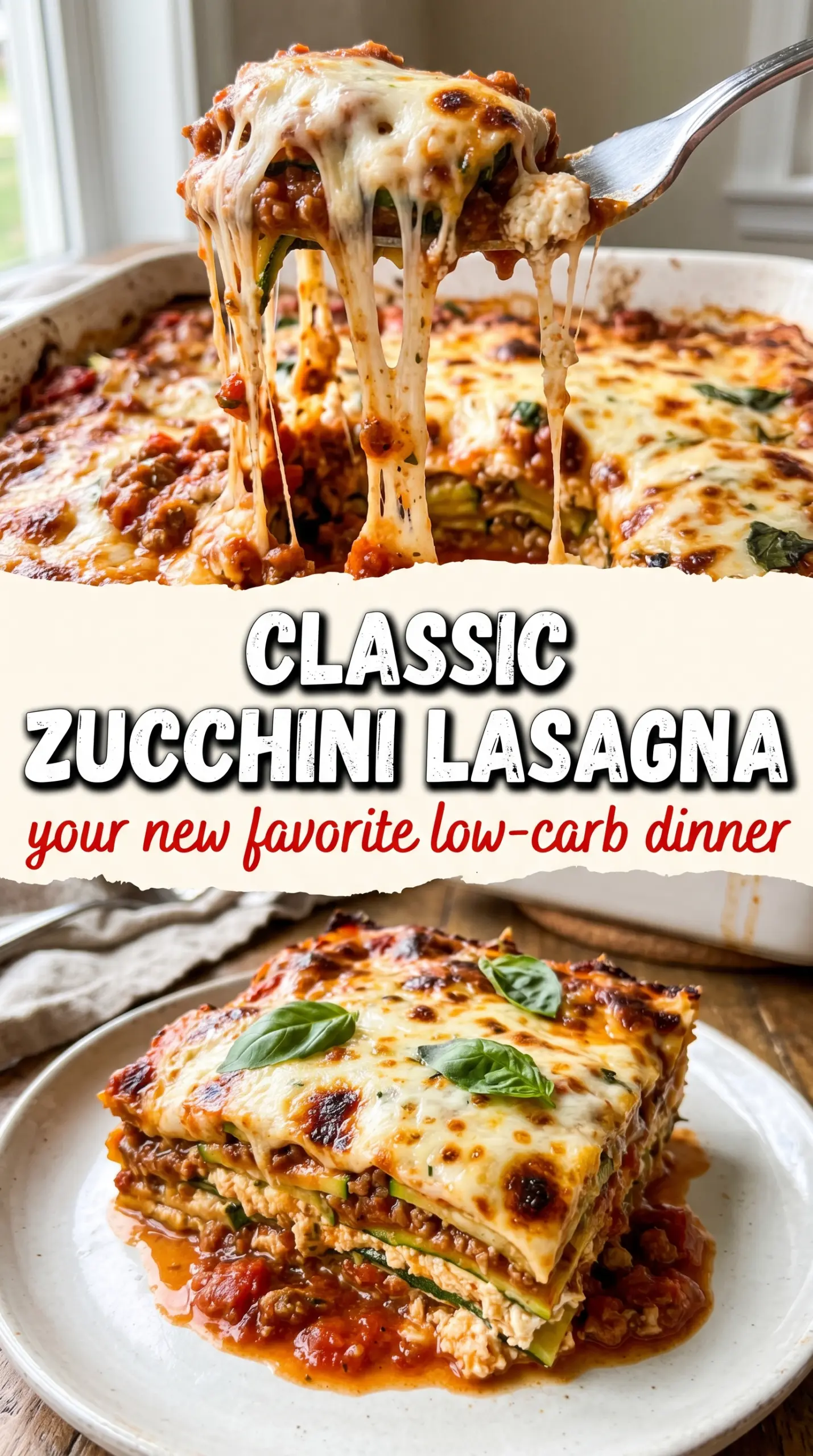 Classic Zucchini Lasagna layered, cheesy, low carb