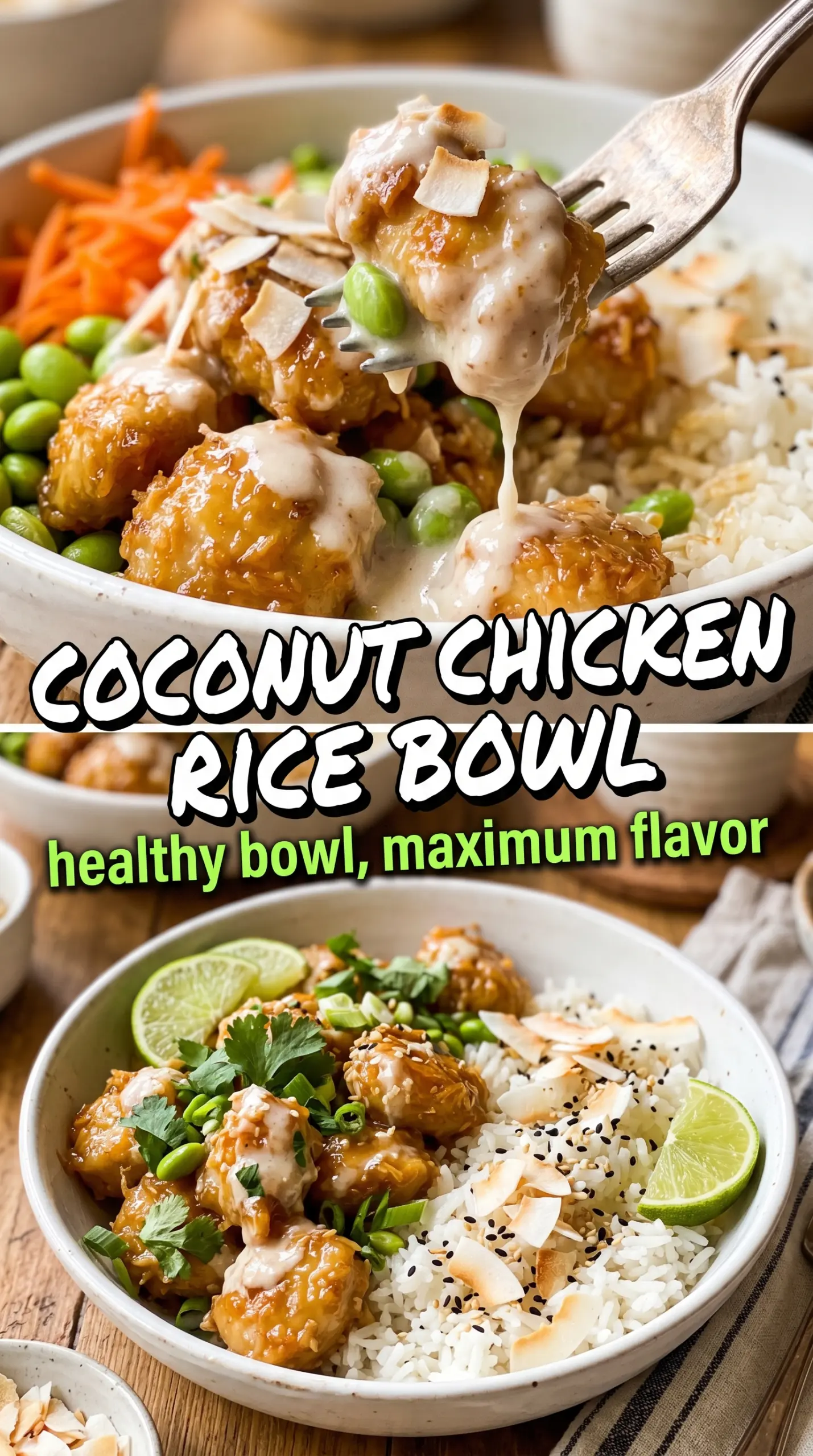 Coconut chicken rice bowl creamy tropical