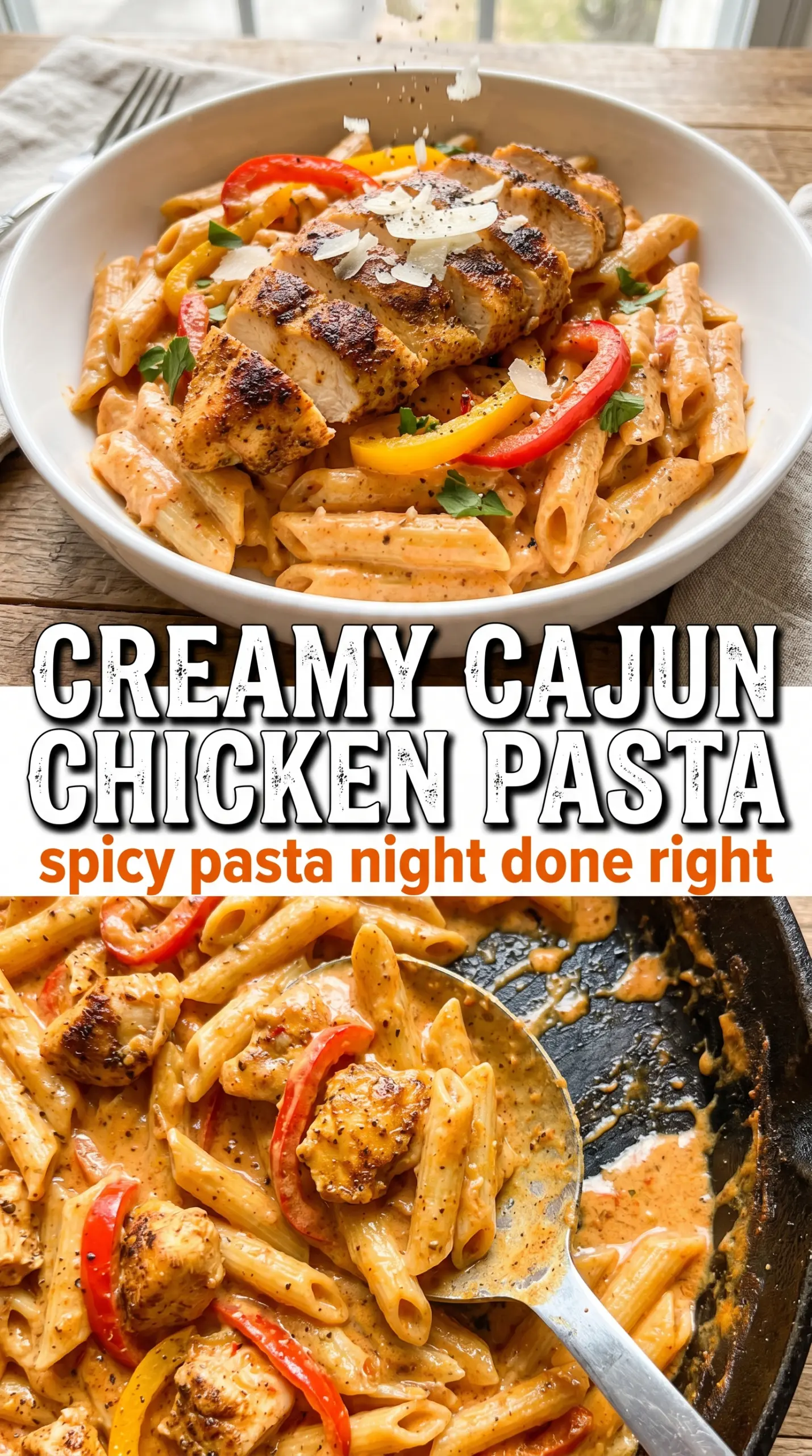 Creamy Cajun Chicken Pasta, blackened, saucy, skillet