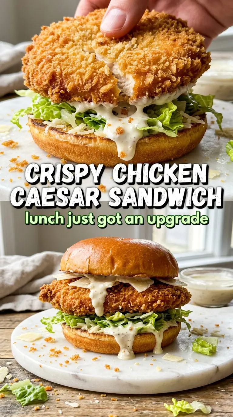 Crispy Chicken Caesar Sandwich crunchy parmesan brioche