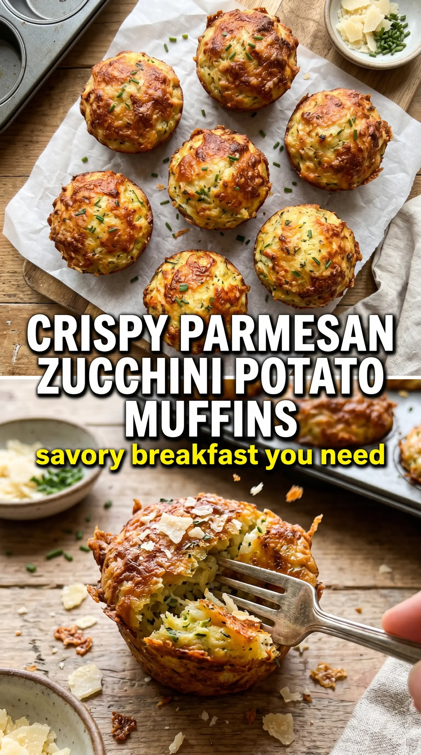 Crispy Parmesan Zucchini Potato Muffins savory cheesy