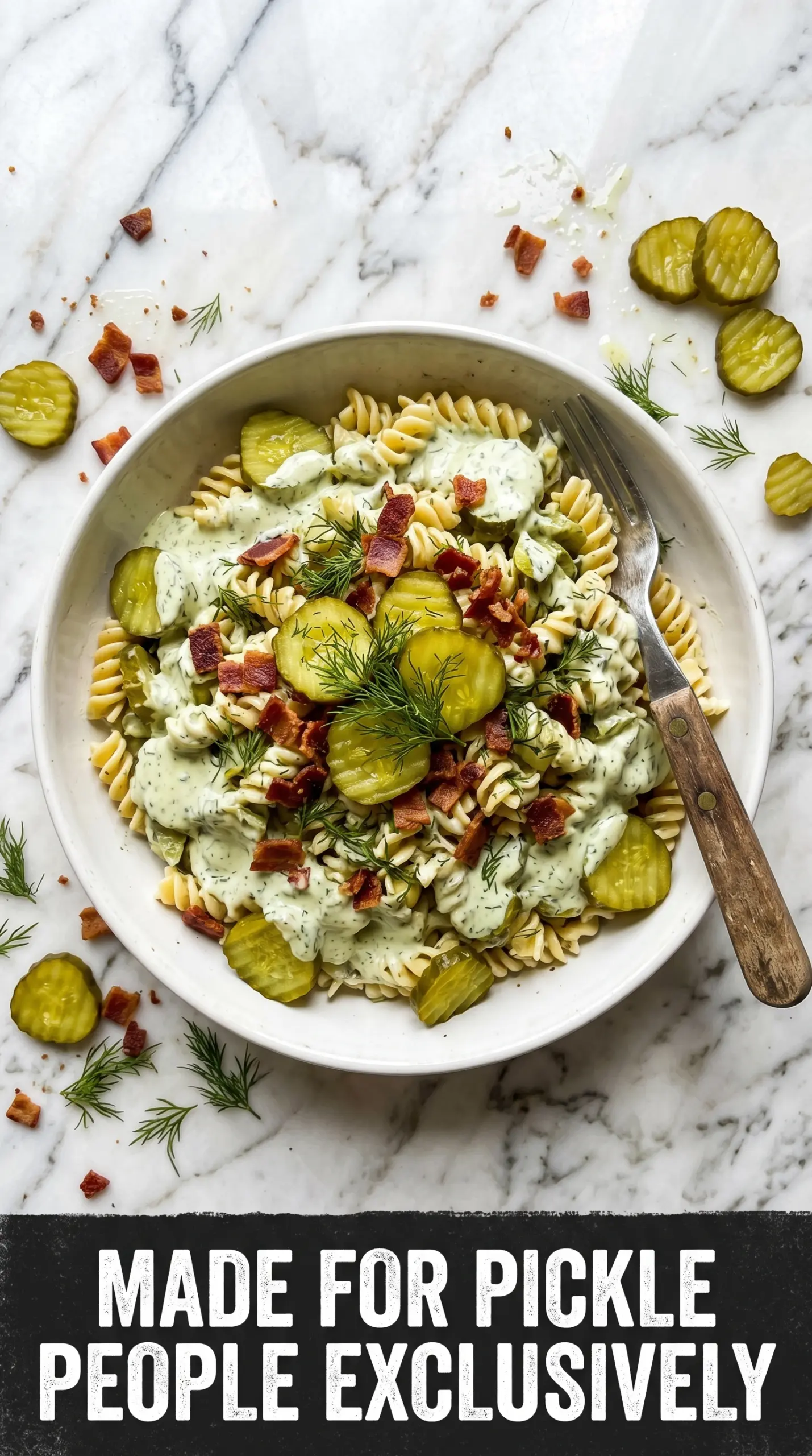 Dill Pickle Bacon Pasta Salad creamy tangy bacon