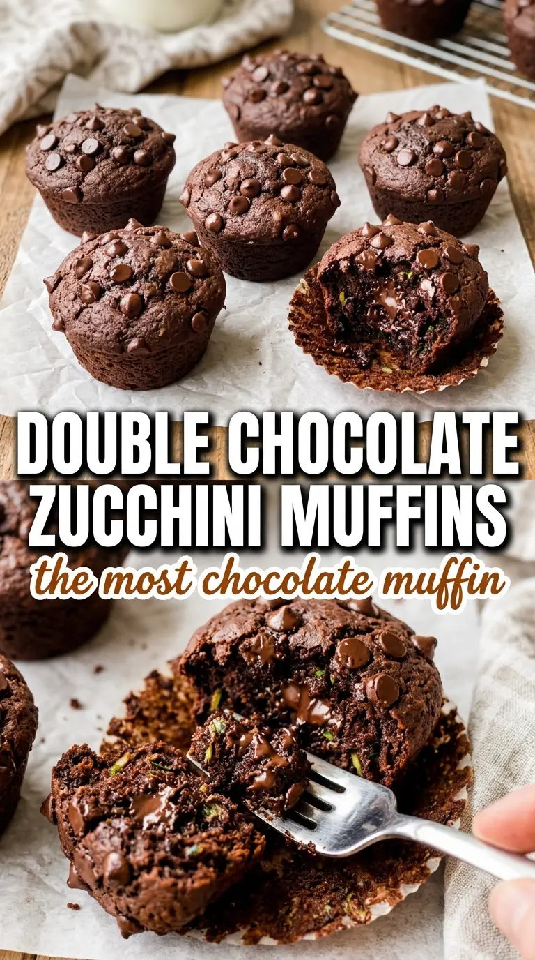 Double Chocolate Zucchini Muffins fudgy chocolate chip