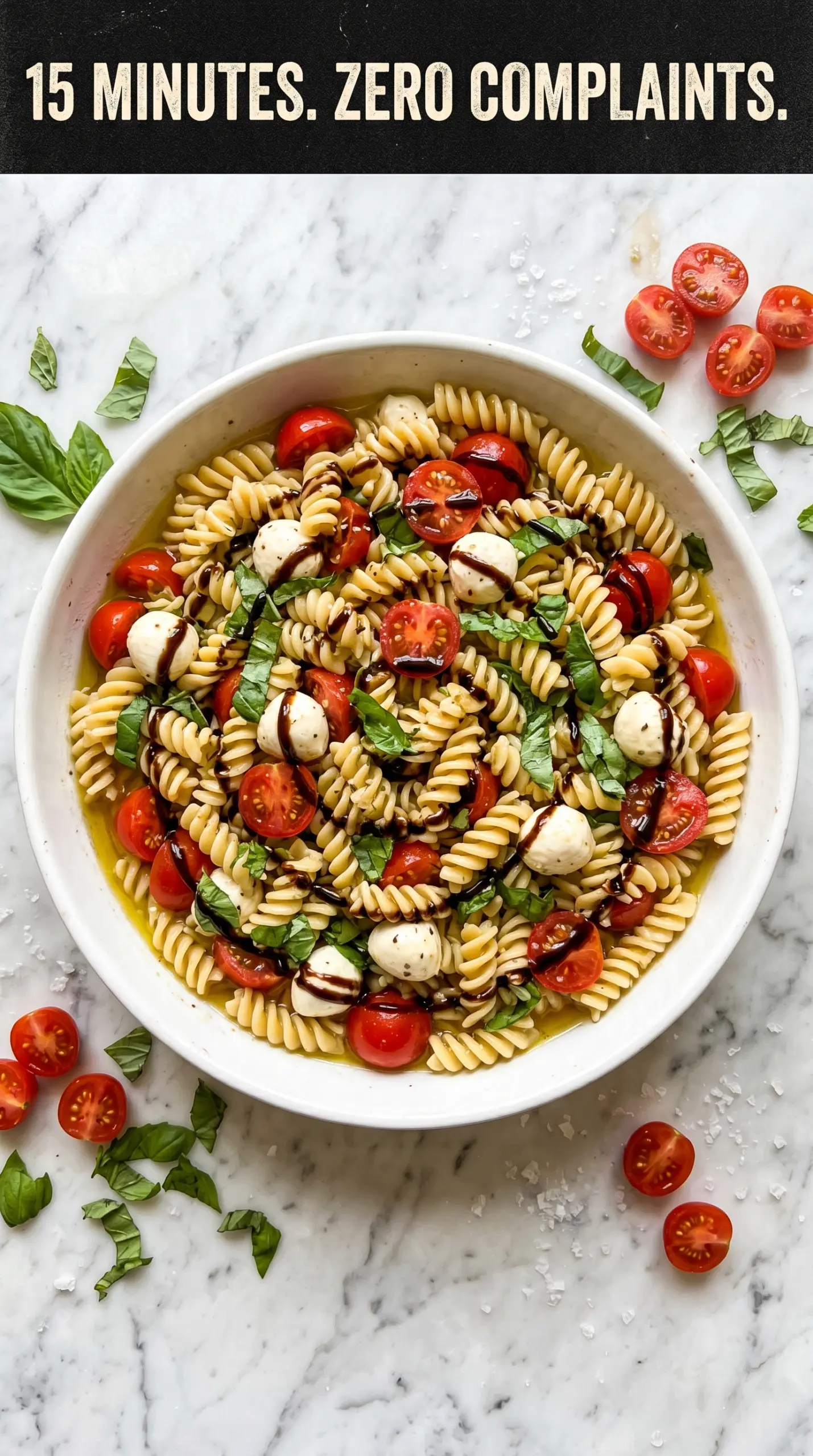 Easy Caprese Pasta Salad fresh mozzarella tomatoes basil