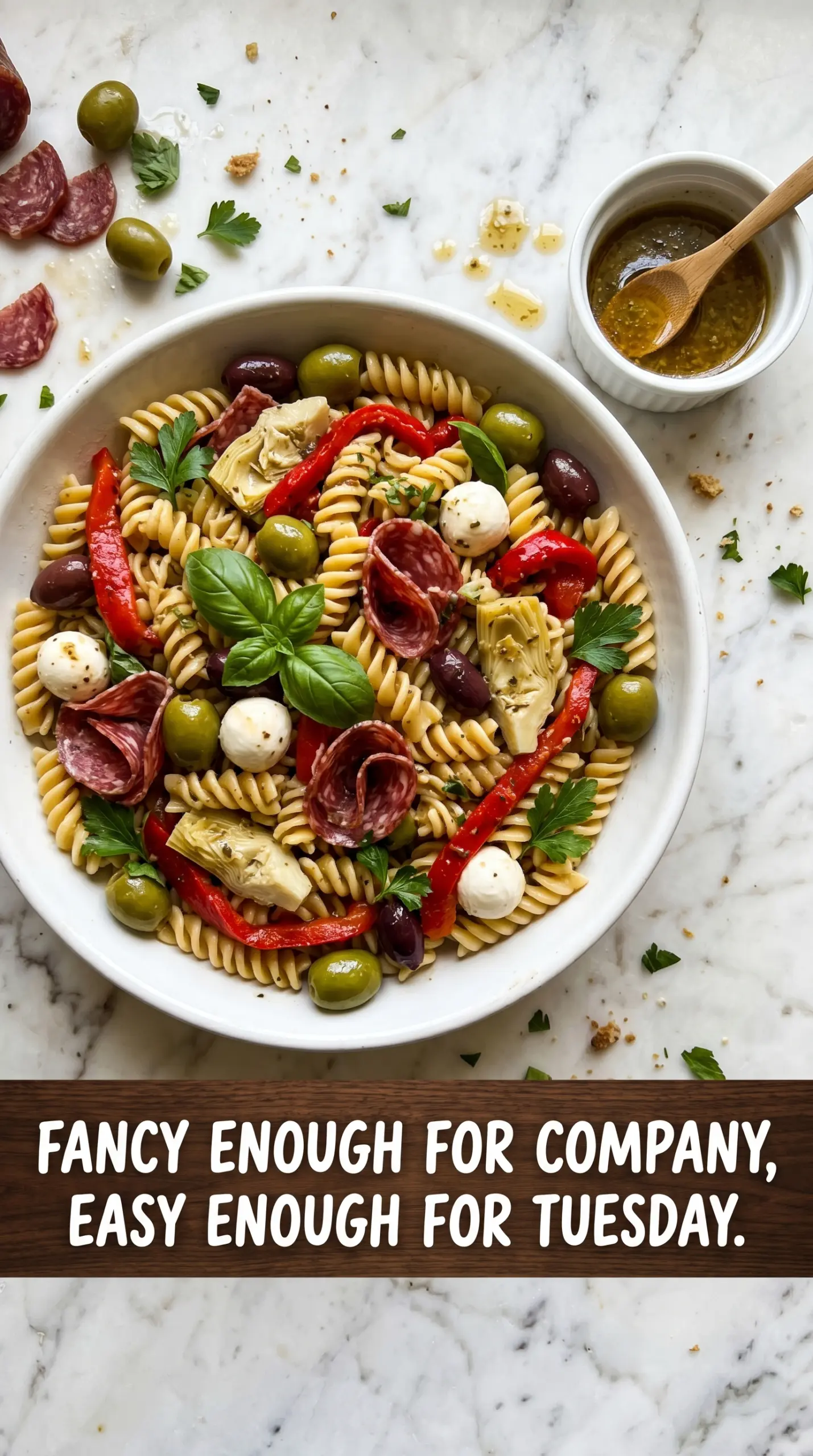 Easy Italian Antipasto Pasta Salad colorful hearty