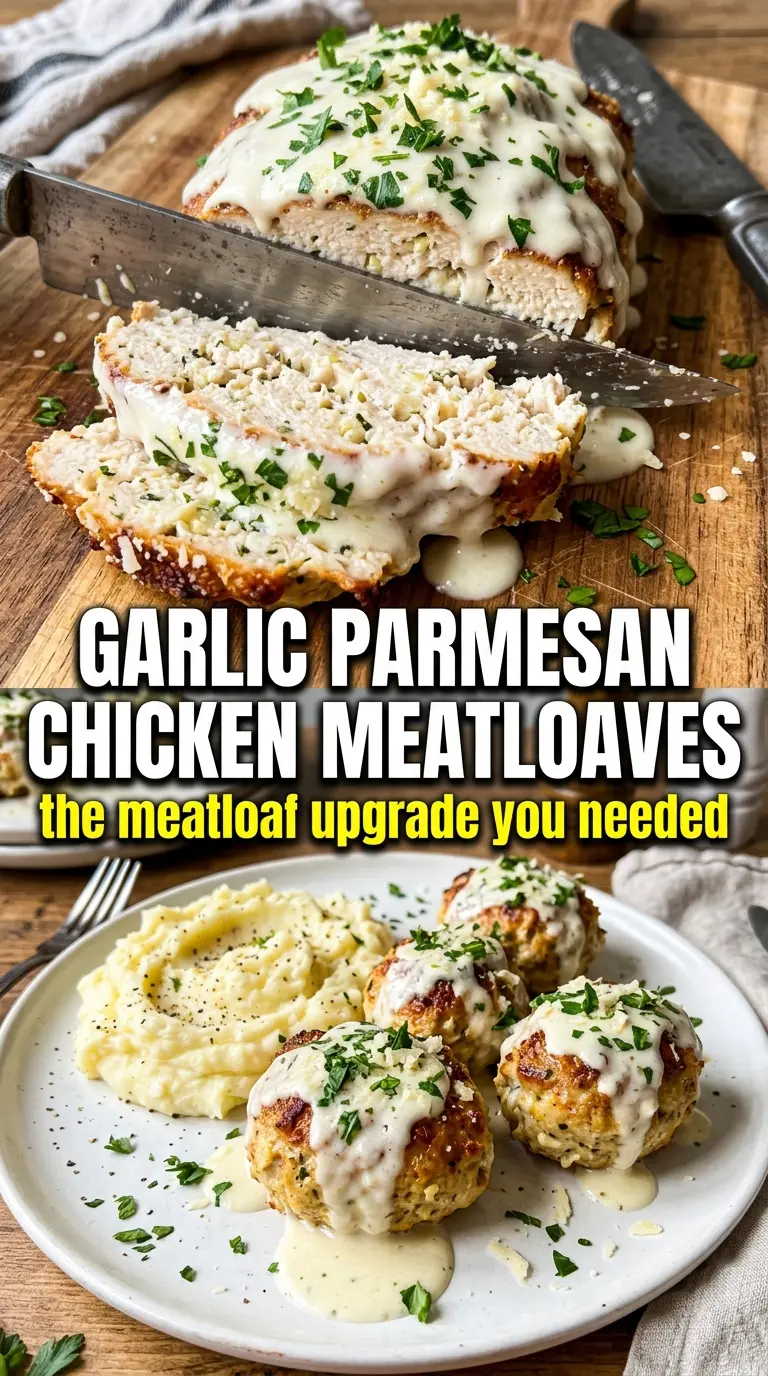Garlic Parmesan Chicken Meatloaves golden crust juicy mini loaves