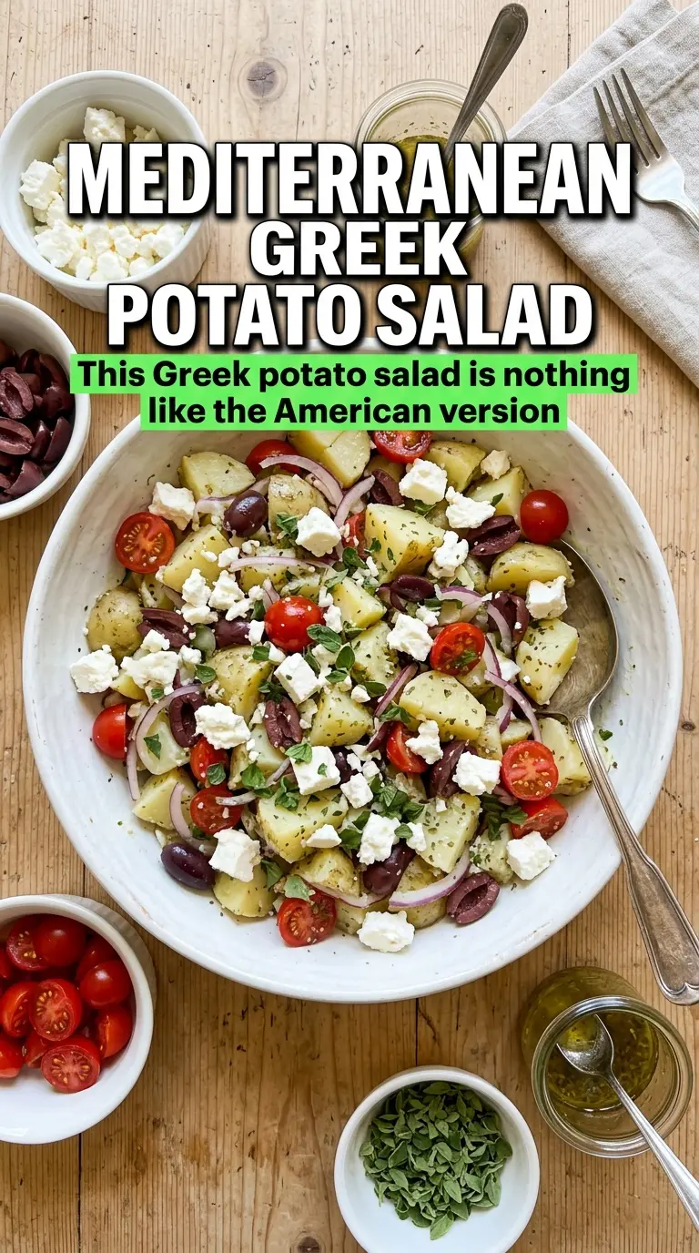 Greek potato salad feta olives lemon oregano