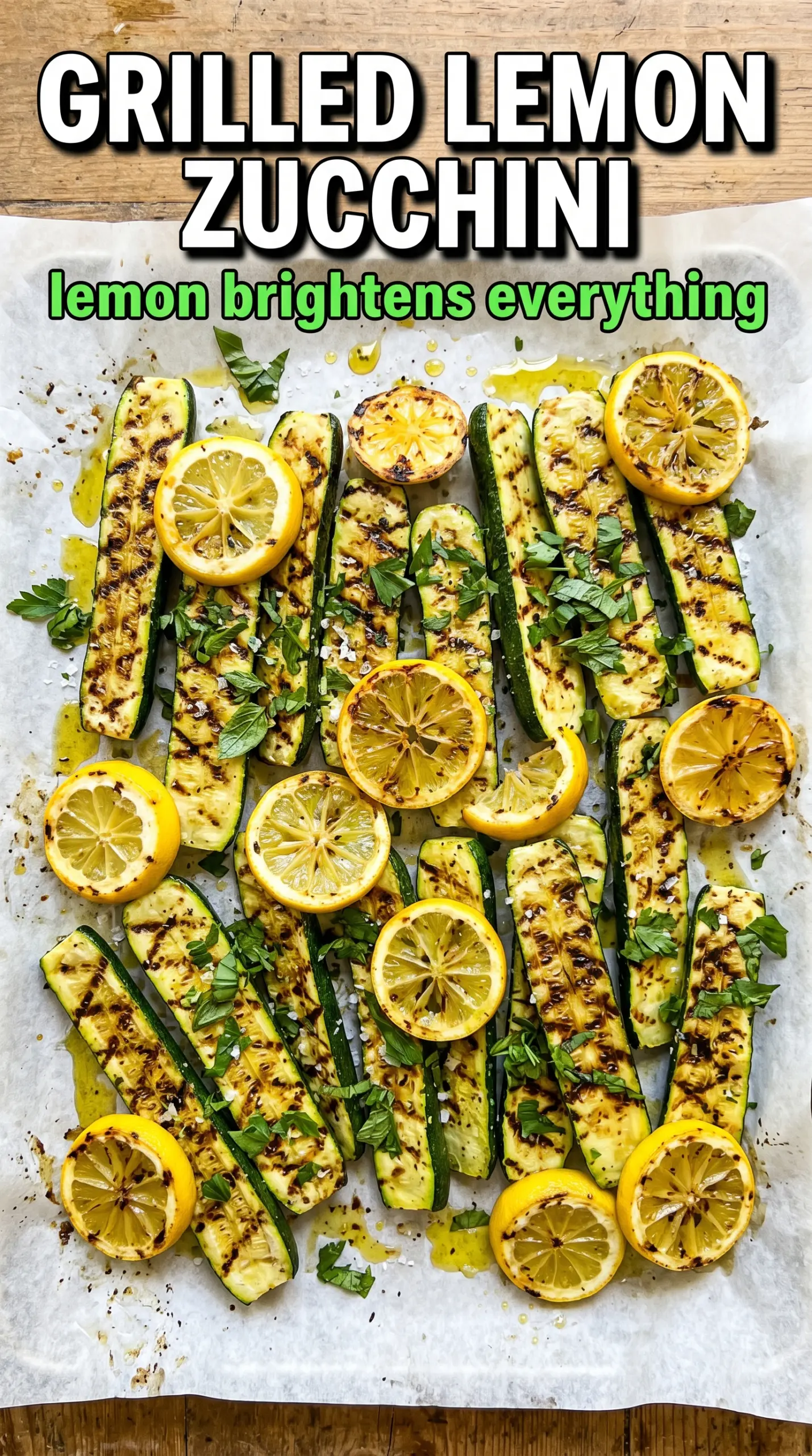 Grilled lemon zucchini bright charred herbaceous