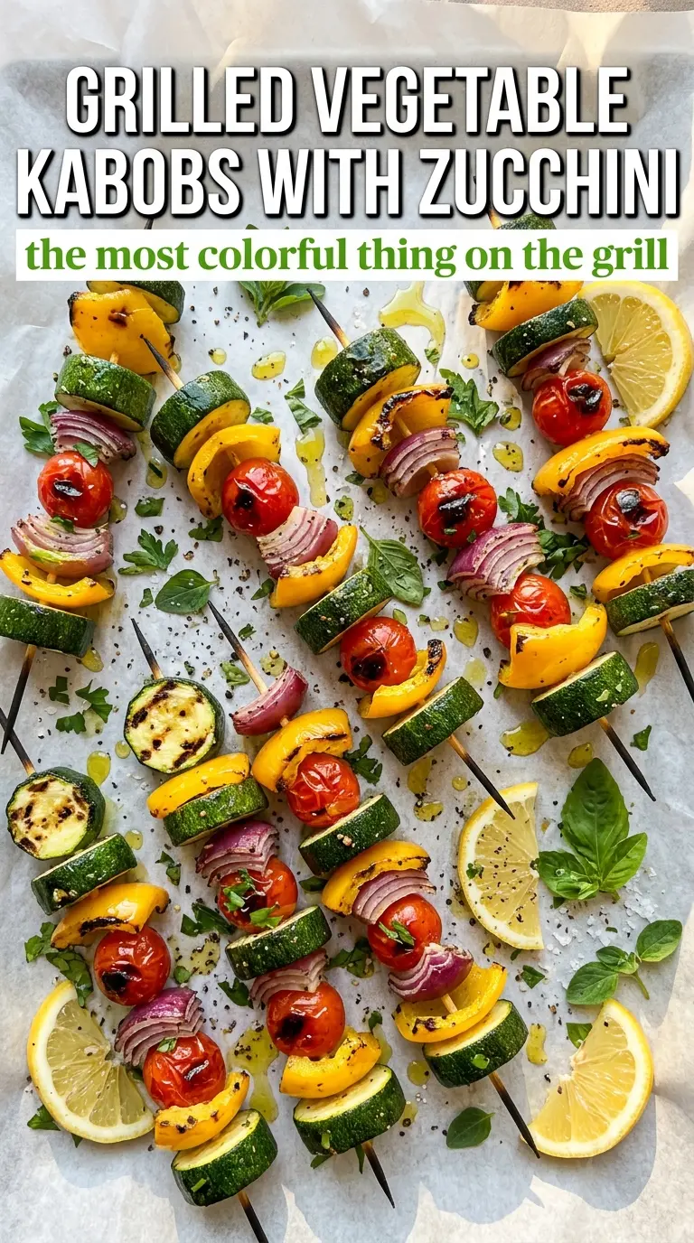Grilled Vegetable Kabobs with Zucchini smoky charred colorful