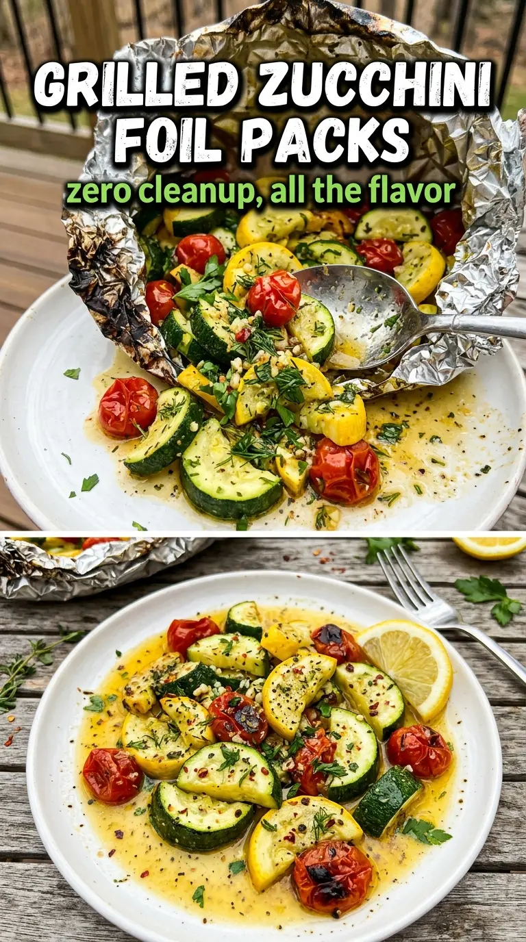 Grilled zucchini foil packs garlicky buttery