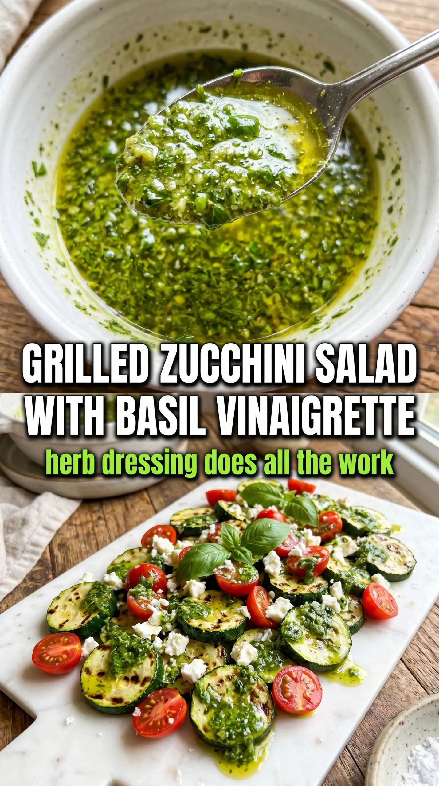 Grilled Zucchini Salad with Basil Vinaigrette charred bright-fresh