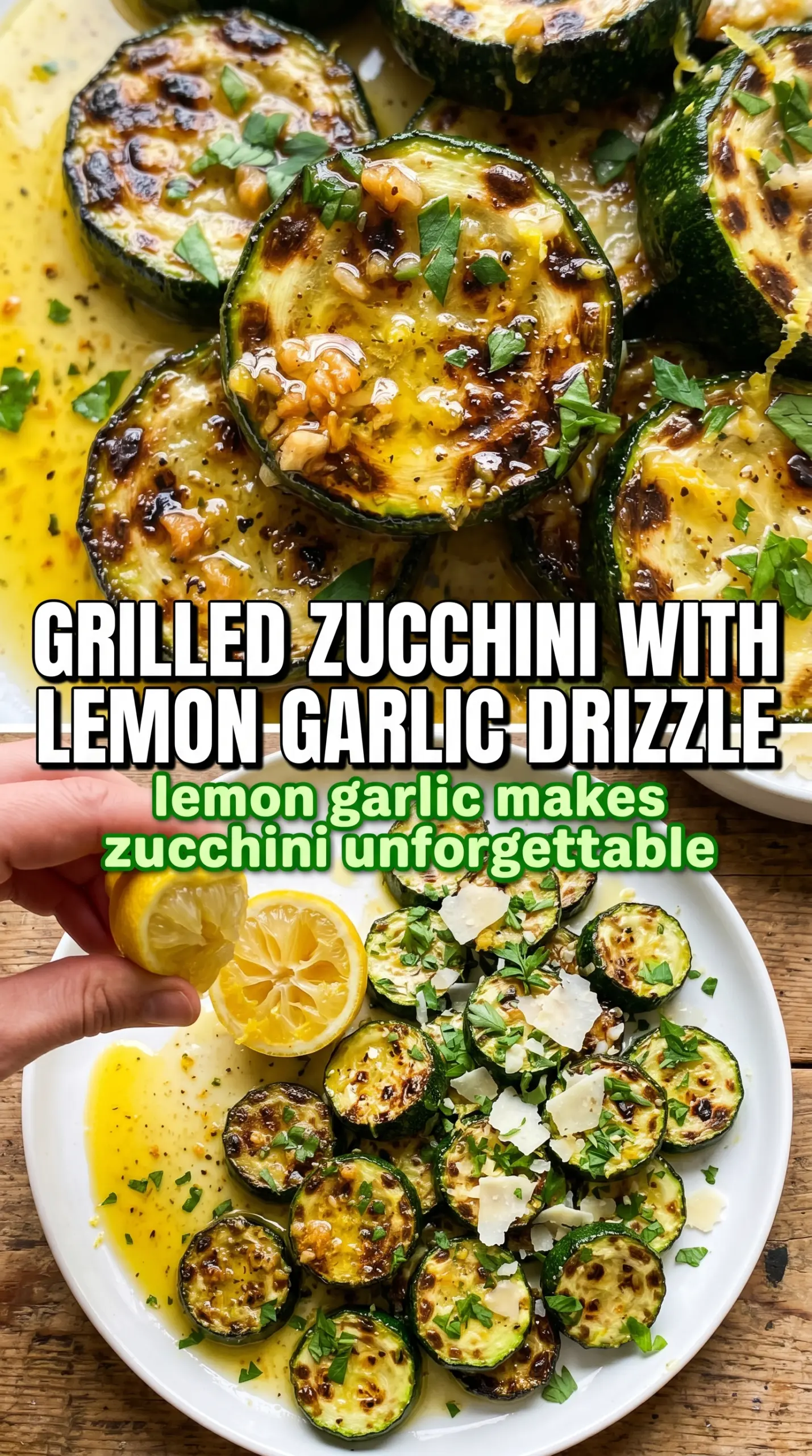 Grilled zucchini with lemon garlic drizzle bright smoky