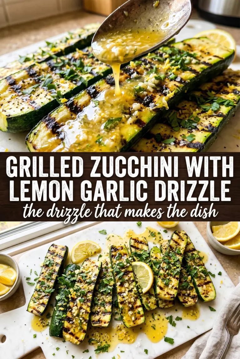 Grilled Zucchini with Lemon Garlic Drizzle