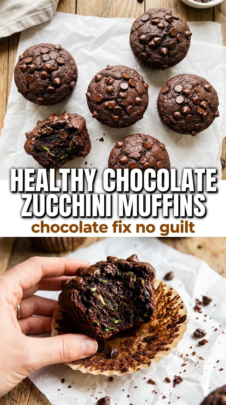 Healthy Chocolate Zucchini Muffins chocolatey fudgy moist