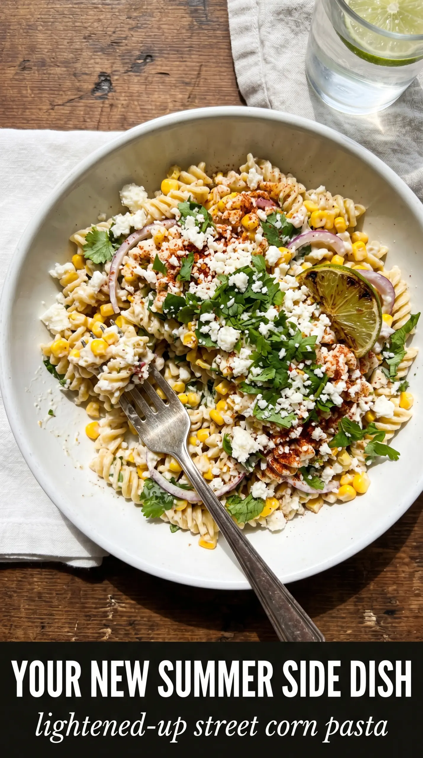 Healthy Street Corn Pasta Salad charred creamy zesty