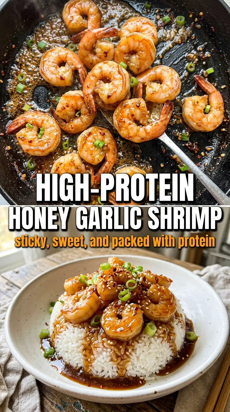 high-protein honey garlic shrimp glossy sticky