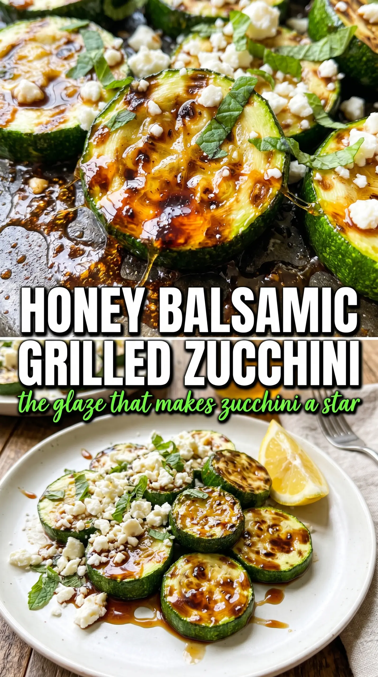 Honey Balsamic Grilled Zucchini sweet glazed charred