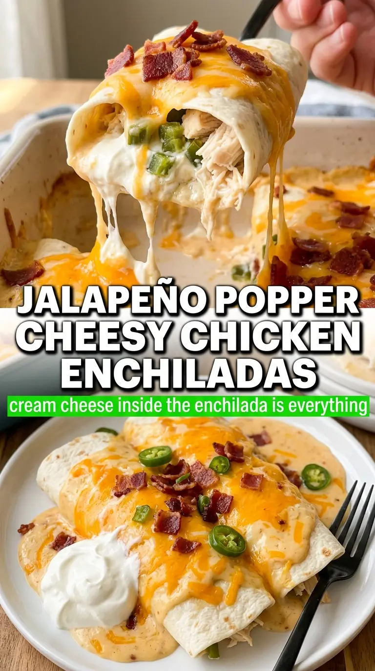 Jalapeño Popper Cheesy Chicken Enchiladas creamy cheesy