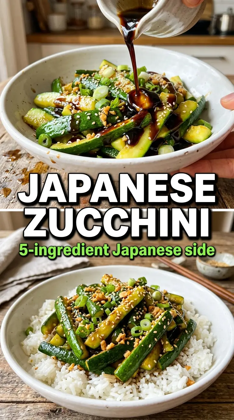 Japanese zucchini soy-butter glaze sesame seeds