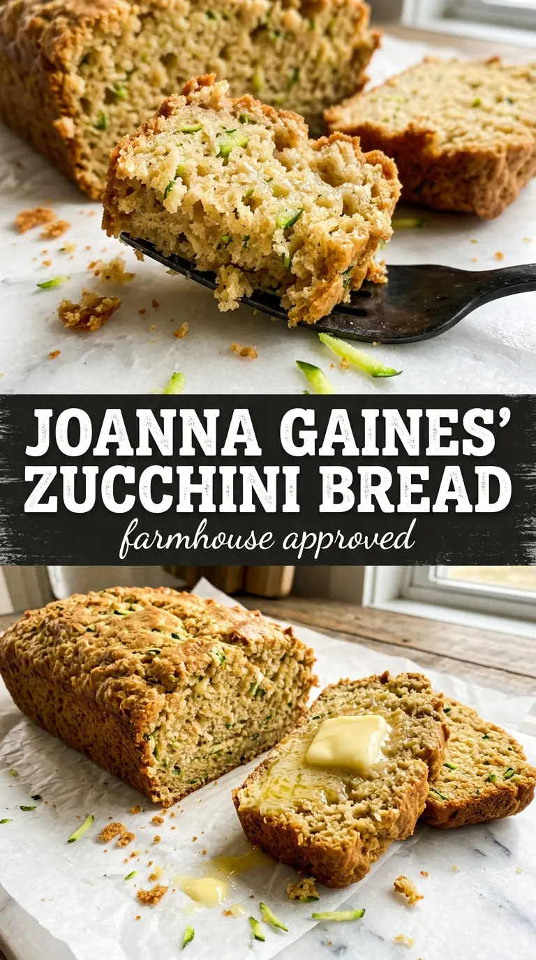 Joanna Gaines zucchini bread moist loaf, golden crust, farmhouse classic